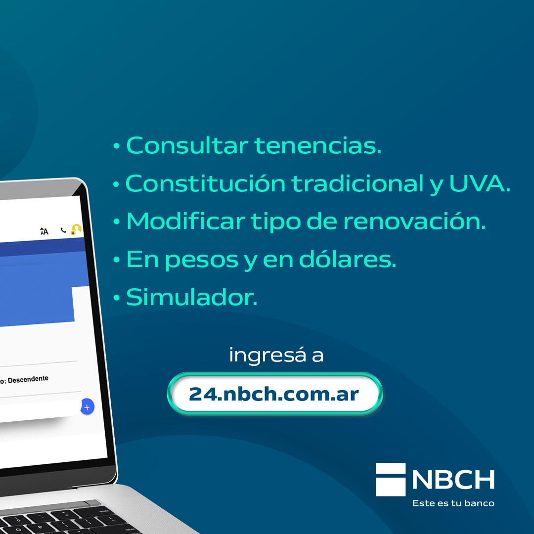 Plazo Fijo en NBCH24 Online Banking, para invertir fácil y seguro