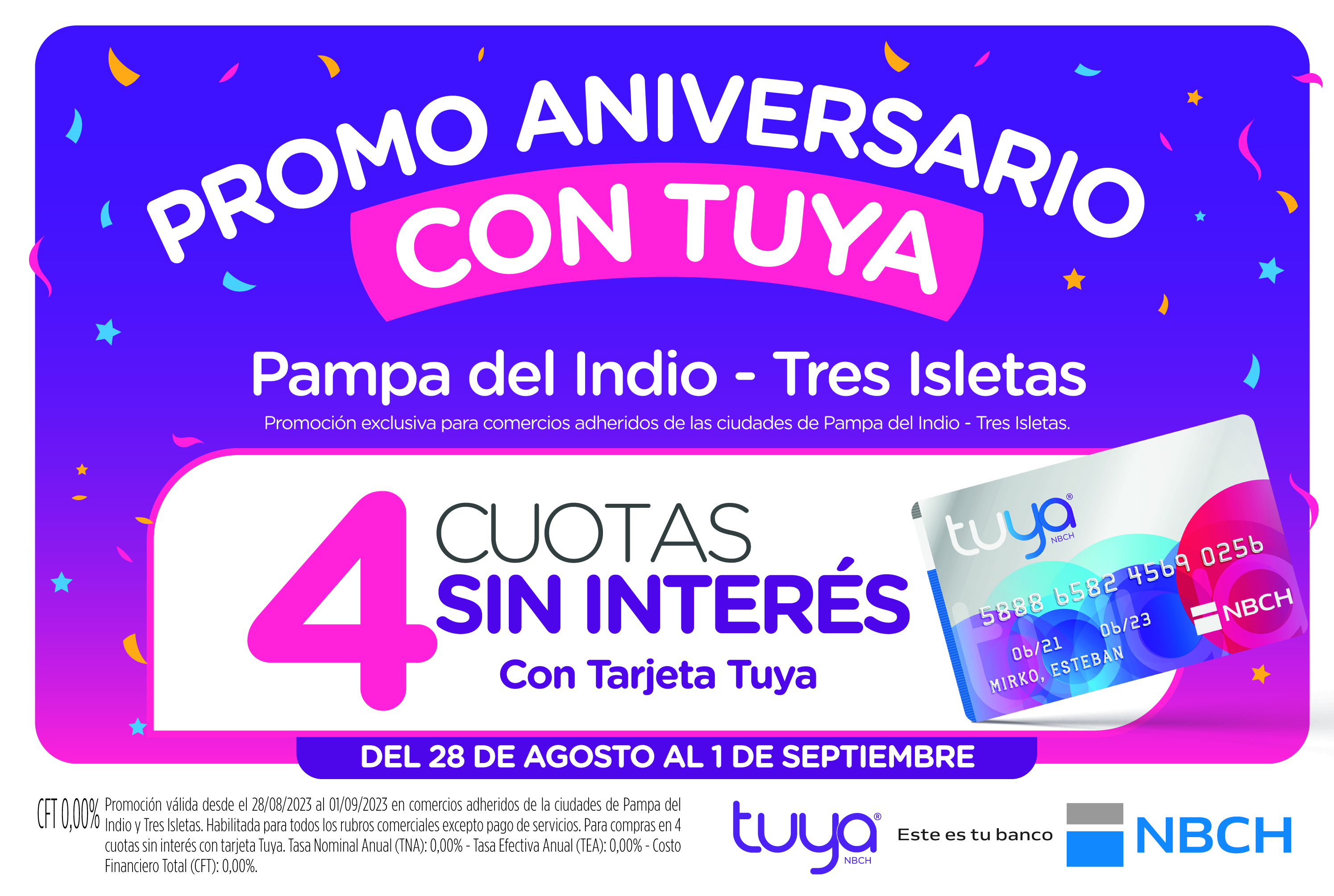 Aniversarios con Tuya: NBCH acompaña las celebraciones de localidades chaqueñas