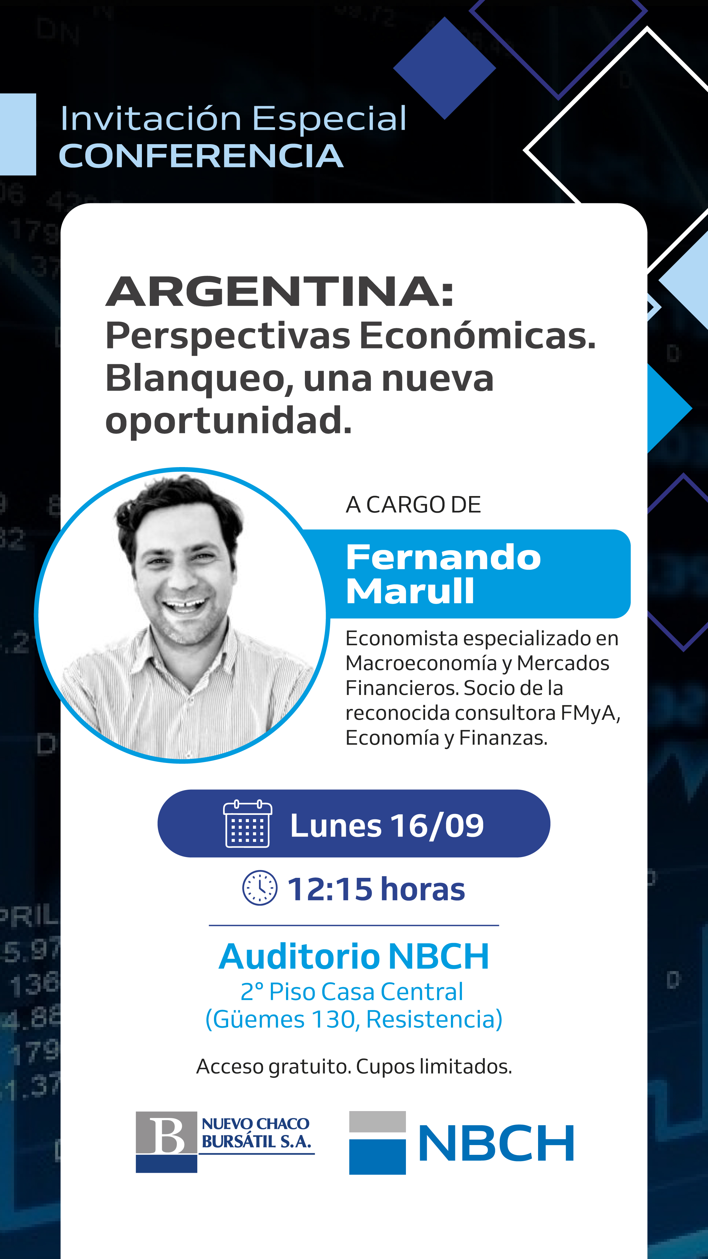 NBCH y Nuevo Chaco Bursátil presentan a Fernando Marull para analizar perspectivas económicas